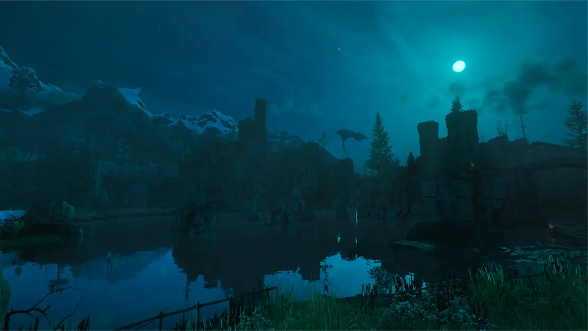Echoes of Aincrad character running through a night environment